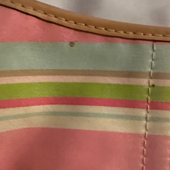 Striped Pink and Tan Women's Coach Bag - Picture 4 of 12